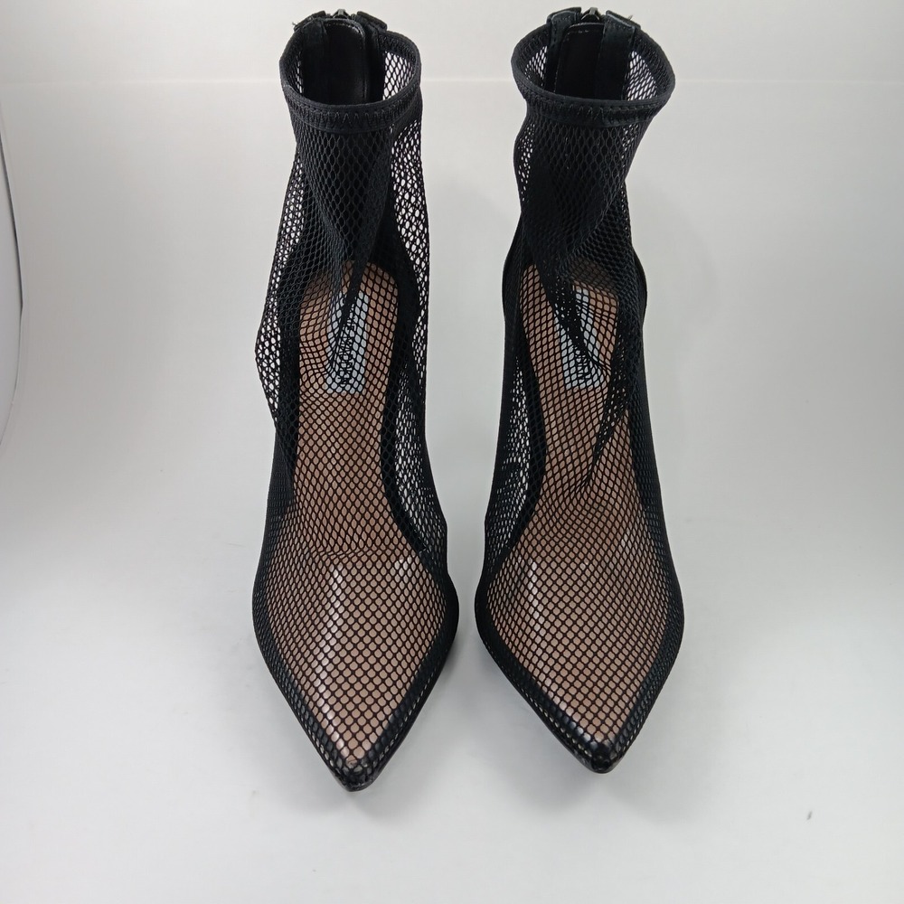 NEW Steve Madden Women's Vielo Black Mesh Suede Zip Bootie Shoe Stiletto Size7.5 - Picture 2 of 9